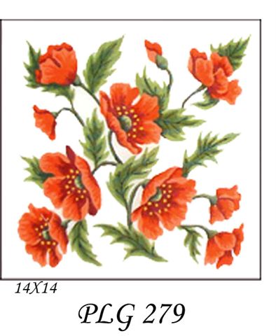 PLG 279   ORANGE POPPIES 14x14