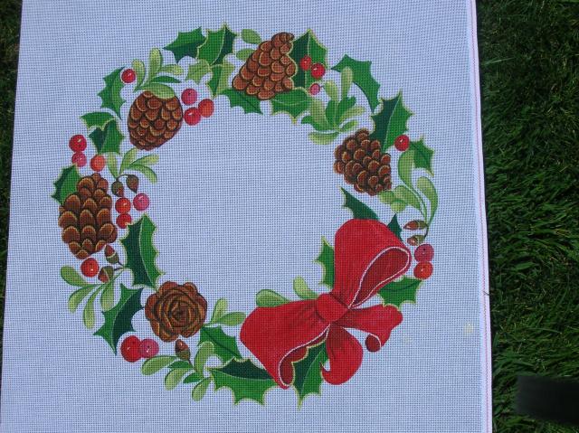 WRE   01  Pine Cones & Holly  18x18