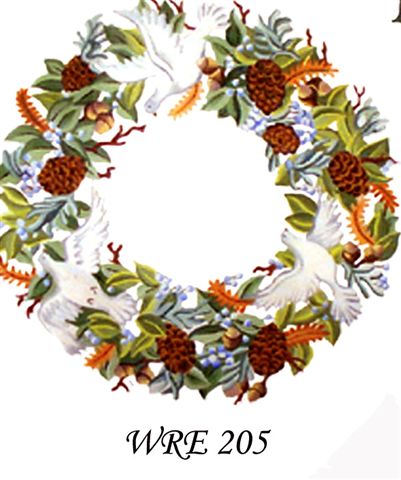 WRE 205  DOVES & PINE CONE WREATH  20 x 20