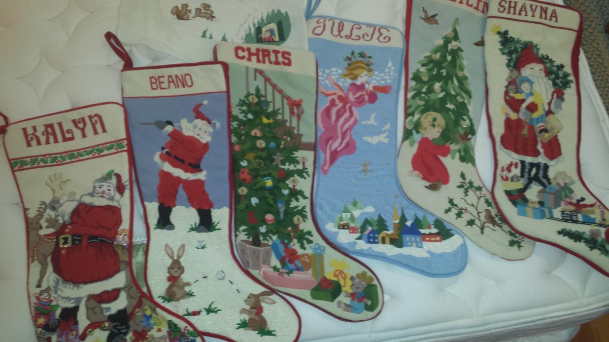 CHS. Pix of 5 Stockings Stitched