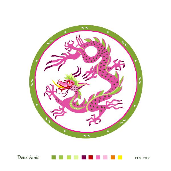 PLM 2985  Pink.Green DRAGON  ROUND 12 IN