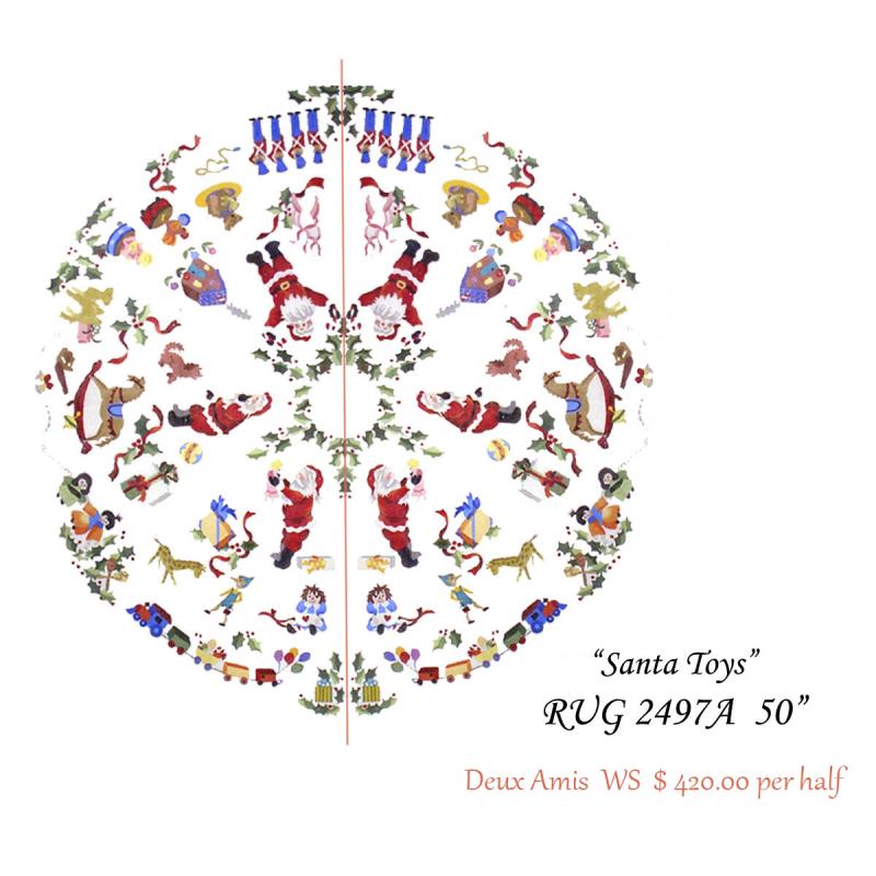 RUG 2497 A  SANTA'S TOYS TREE SKIRT WS per half