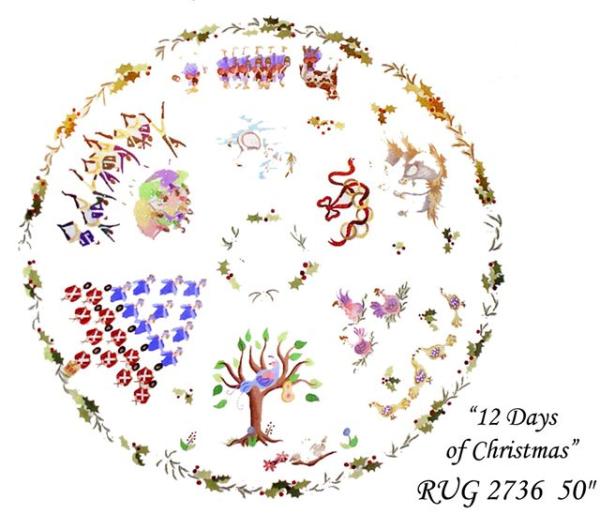 RUG 2736  12 DAYS OF XMAS TREE SKIRT