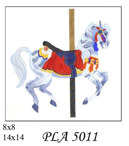 PLA 5011  CAROUSEL HORSE WHITE-BLUE